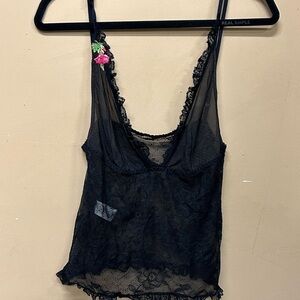 Coemi Black Lacey Cami Top Size M